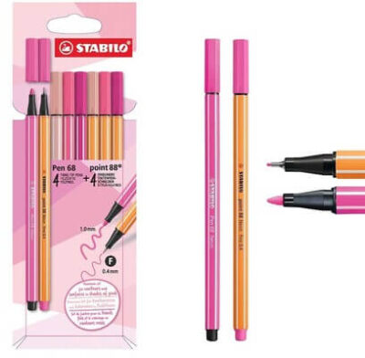 SET STABILO point 88+pen 68 roze nijanse