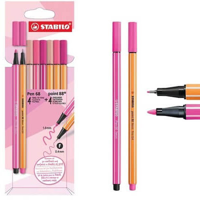 SET STABILO point 88+pen 68 roze nijanse